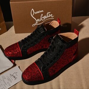 Christian Louboutin Red and Black Sneakers